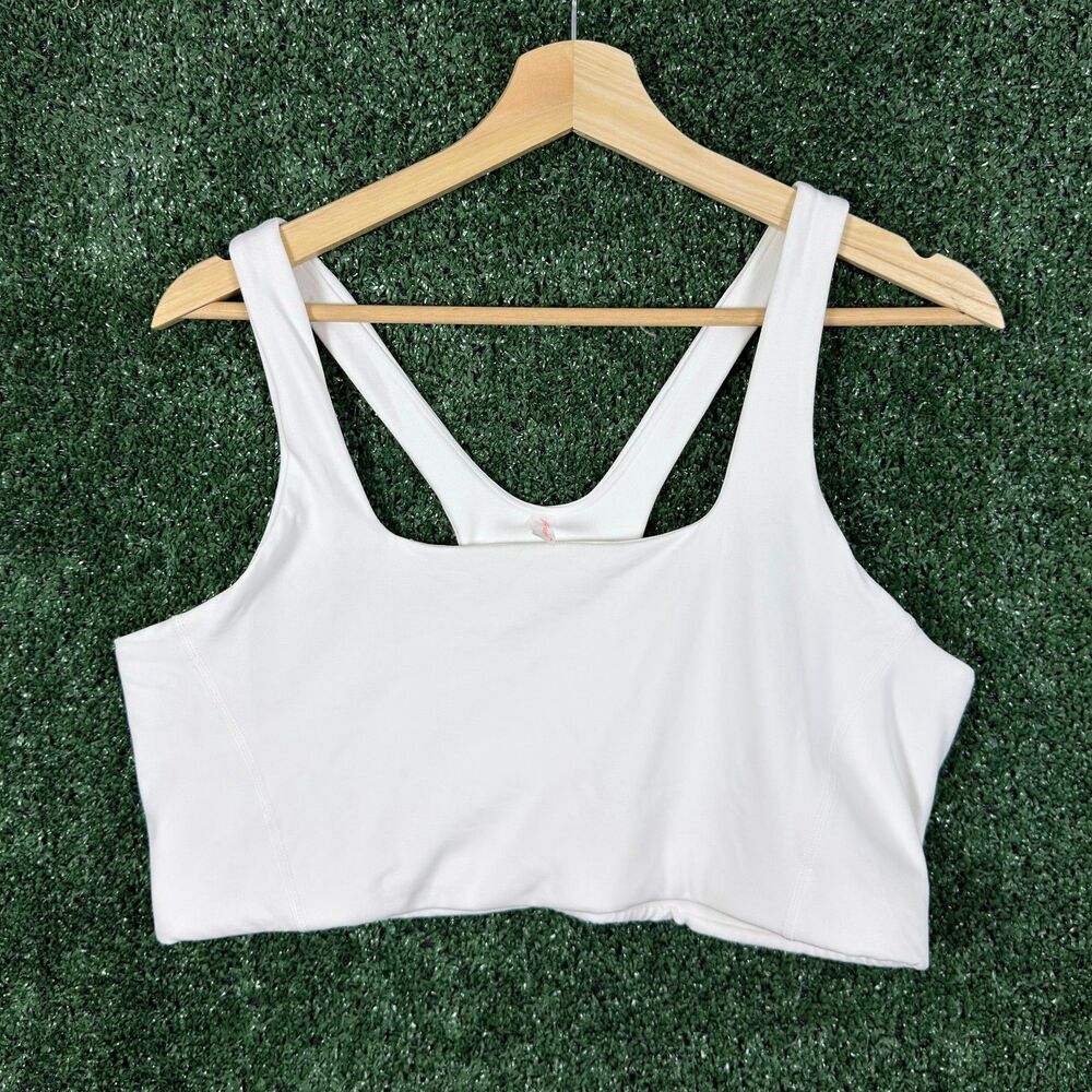 NWT Free People FP Movement Women Sports Bra Crop Top XL White Athletic Yoga Top